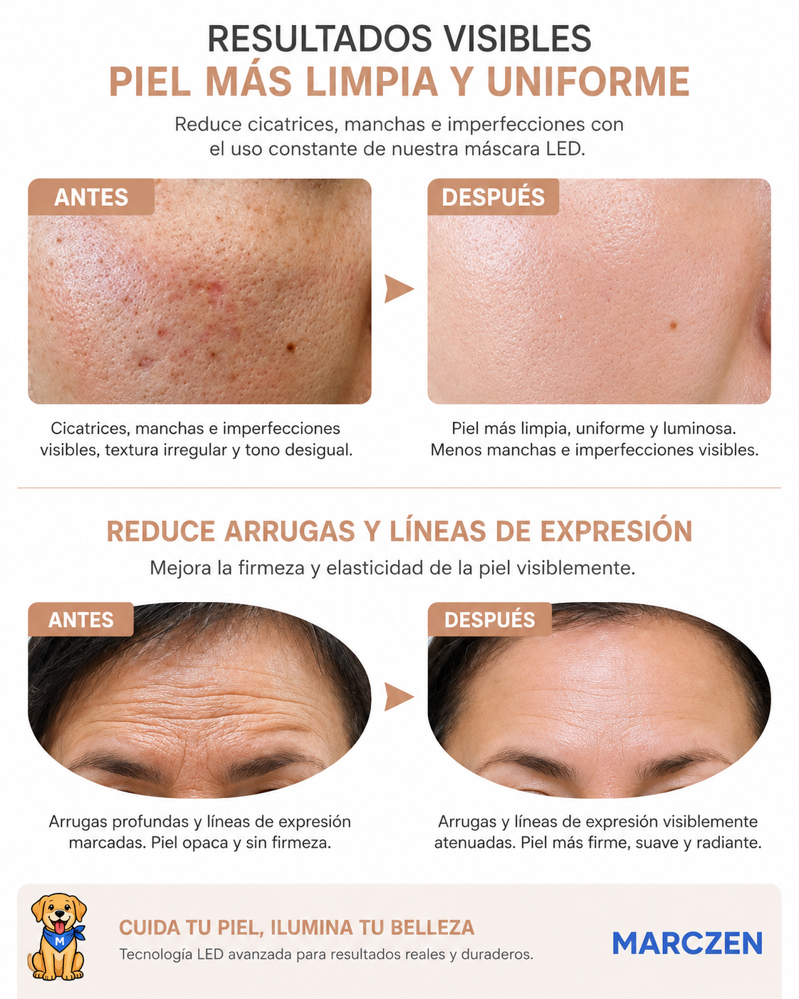 Mascarilla Facial LED Terapia 7 Modos