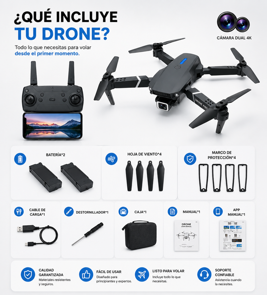 Dron con Cámara HD | Fácil de Volar y Transportar
