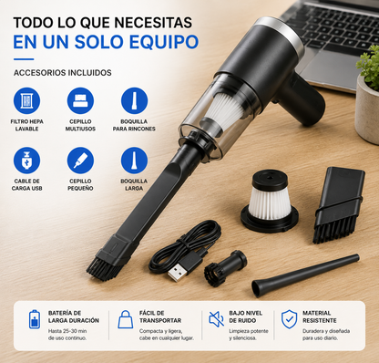 Aspiradora Portátil Inalámbrica para Auto y Hogar