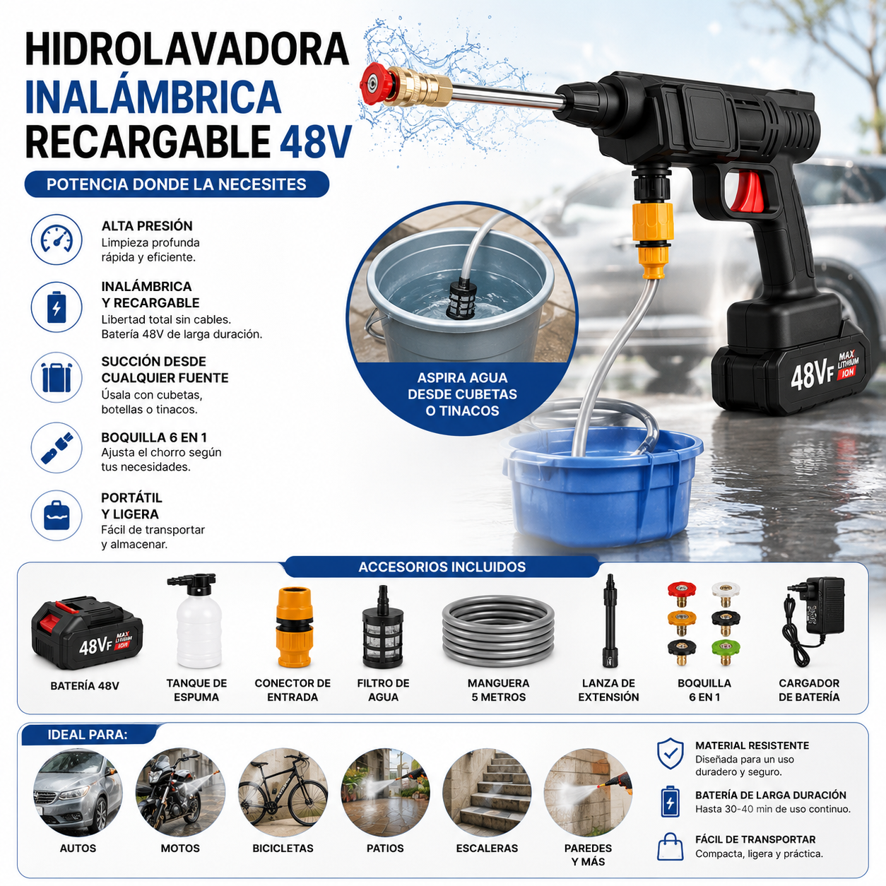 Hidrolavadora Inalámbrica Recargable