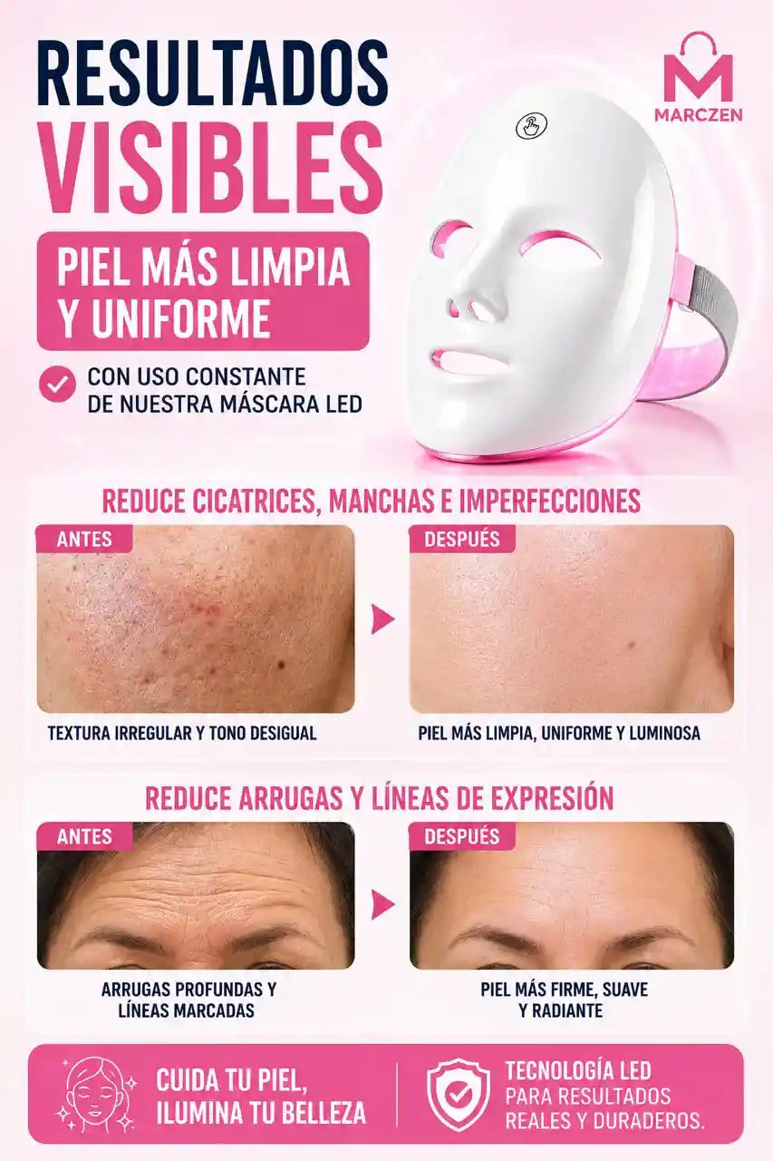 Mascarilla Facial LED Terapia 7 Modos
