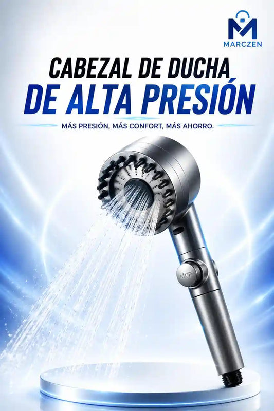 Cabezal de Ducha de Alta Presión con Masaje | 3 Modos de Agua y Botón de Pausa
